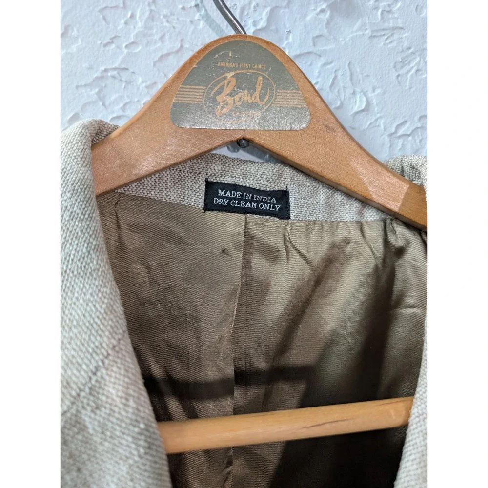 Oscar de la Renta 100% Silk Blazer 46R Beige Tan 2 Button Sport Coat Mens